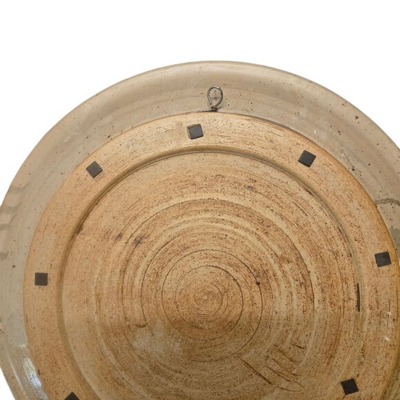 Stoneware Pottery Wall Art Plate Abstract Design Signed Handmade Neutral Tones - Picture 9 of 16